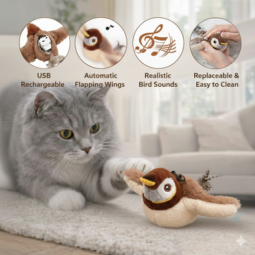 Flapping Bird Interactive Cat Toy – USB Rechargeable Plush for Indoor Cats